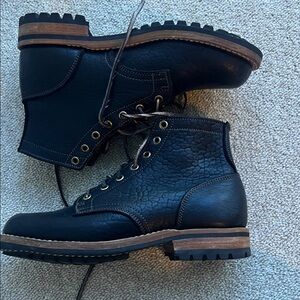 Men's Black Leather Lace-Up Boots